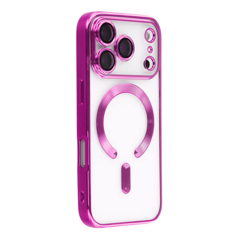 Husa Plating DeLux » iPhone 17 Pro Max, cu MagSafe, ElectroPlated, Clear, frame PINK