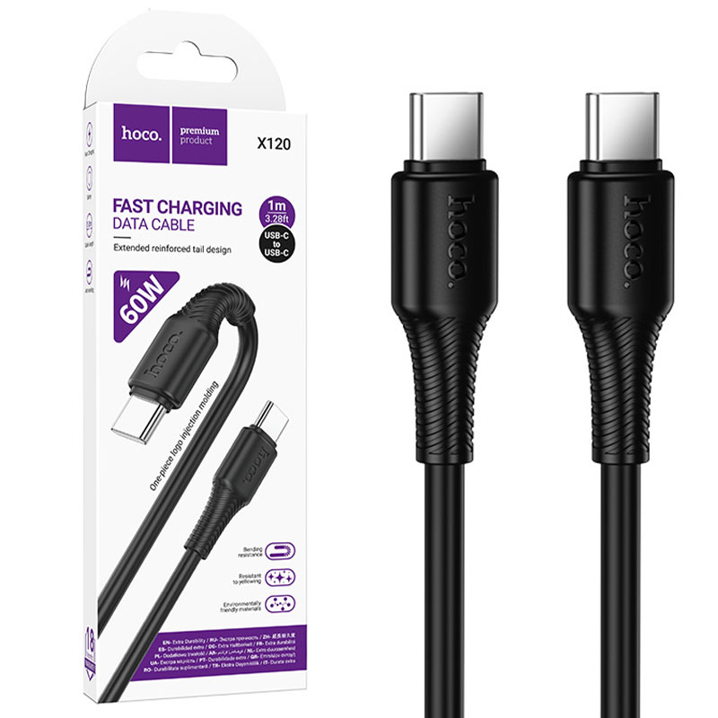 Hoco (X120) » Cablu Date si Incarcare, USB-C, PD60W, QC3.0, Fast, 1m, BLACK