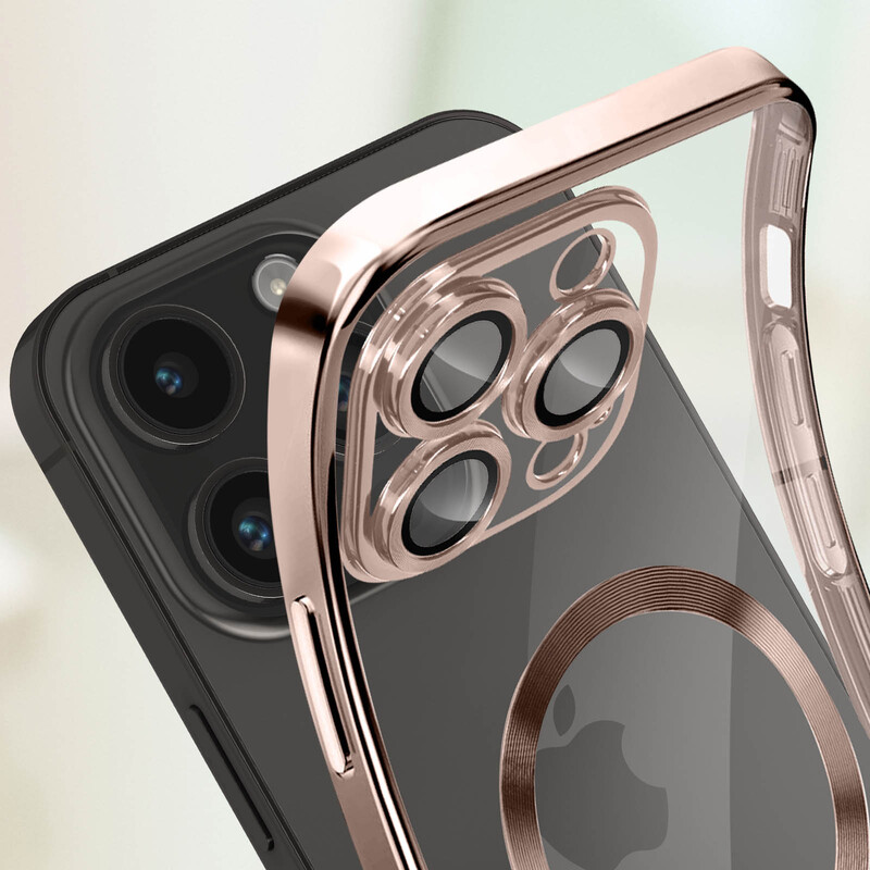 Husa Plating - iPhone 15 Plus, cu MagSafe, ElectroEdge, ROSE | Clear