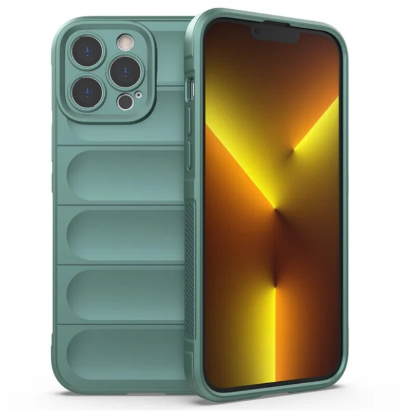 Husa Wave - iPhone 14 - Grip Microfiber, ShockProof, Deep Green
