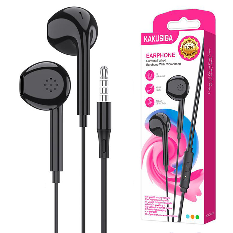 Kaku (KSC-848) - Casti cu Fir, In Ear, 3.5mm, 1.2m, Mic & Volume Key, Black