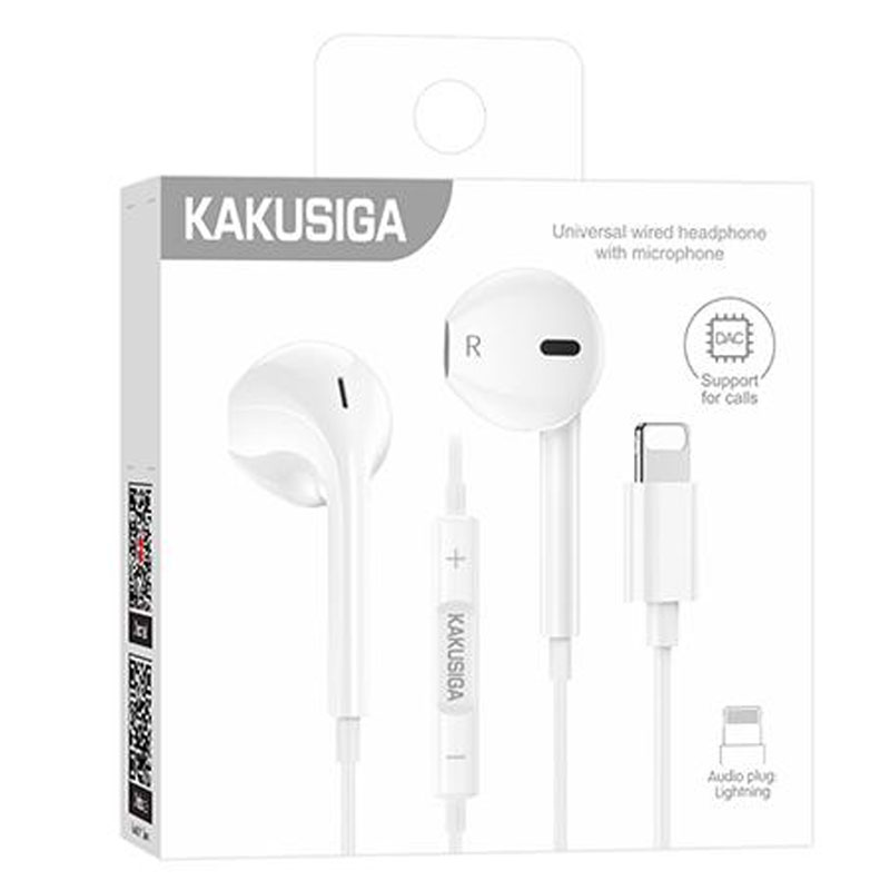 Kaku (KSC-1299) - Casti cu Fir, In Ear, Lightning, 1.2m, Mic & Volume Key, White