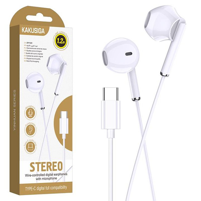 Kaku (KSC-1295) - Casti cu Fir, In Ear, USB-C, 1.2m, Mic & Volume Key, White