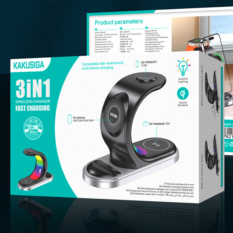 Kaku (KSC-1355) - Incarcator Wireless, 15W, Qi Charging, Fast Charging, tip Stand, Black