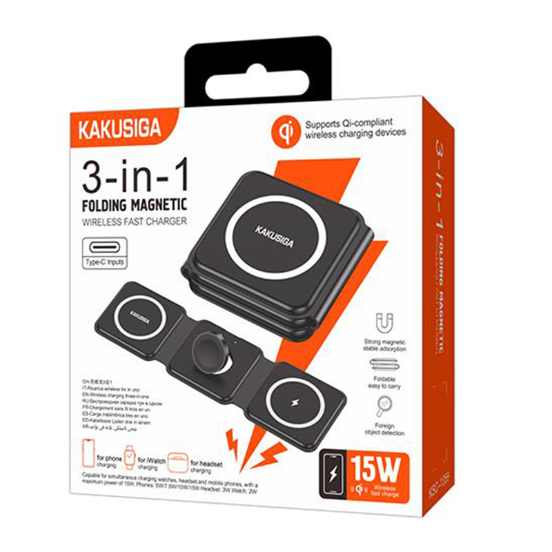 Kaku (KSC-1359) - Incarcator Wireless, 15W, Qi Charging, Fast Charging, Foldable, Black
