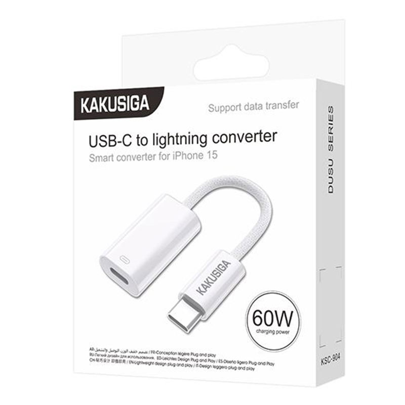 Kaku (KSC-904) - Adaptor OTG Transfer, USB-C la Lightning, 60W, Smart Convert, 12cm, White