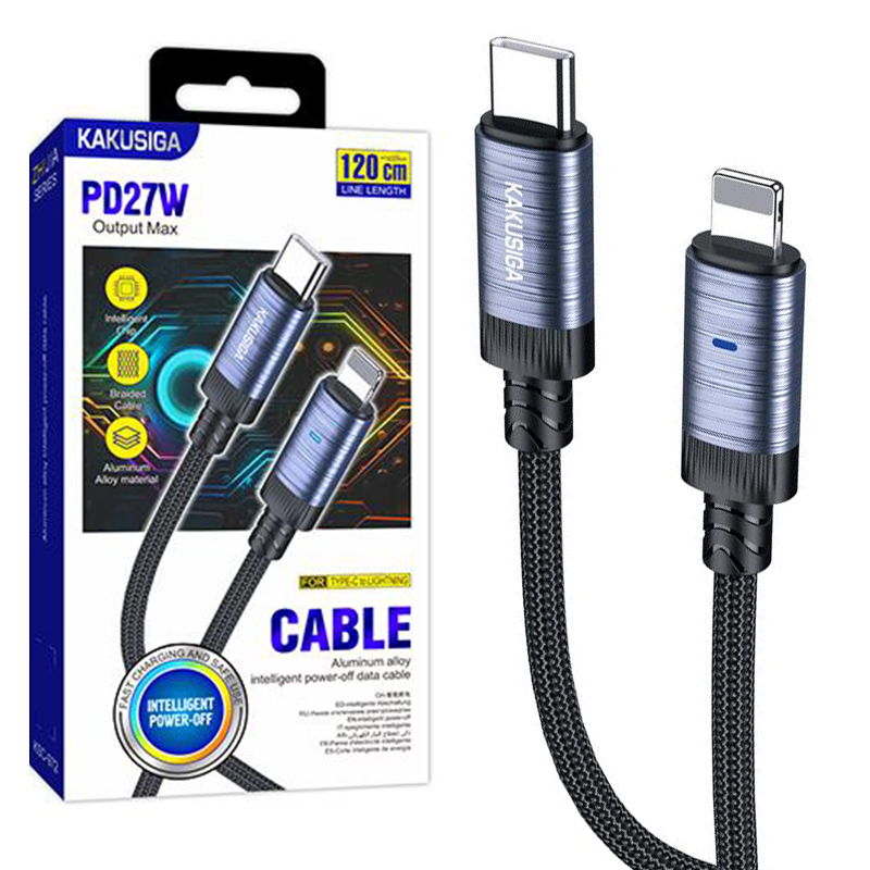 Kaku (KSC-972) - Cablu Date si Incarcare, USB-A la Lightning, 3A, Smart On-Off, Braided, 1m, Black