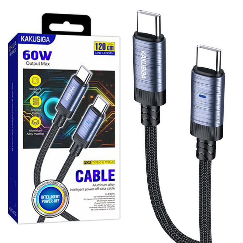 Kaku (KSC-972) - Cablu Date si Incarcare, USB-C, PD60W, QC3.0, Smart On-Off, Braided, 1m, Black