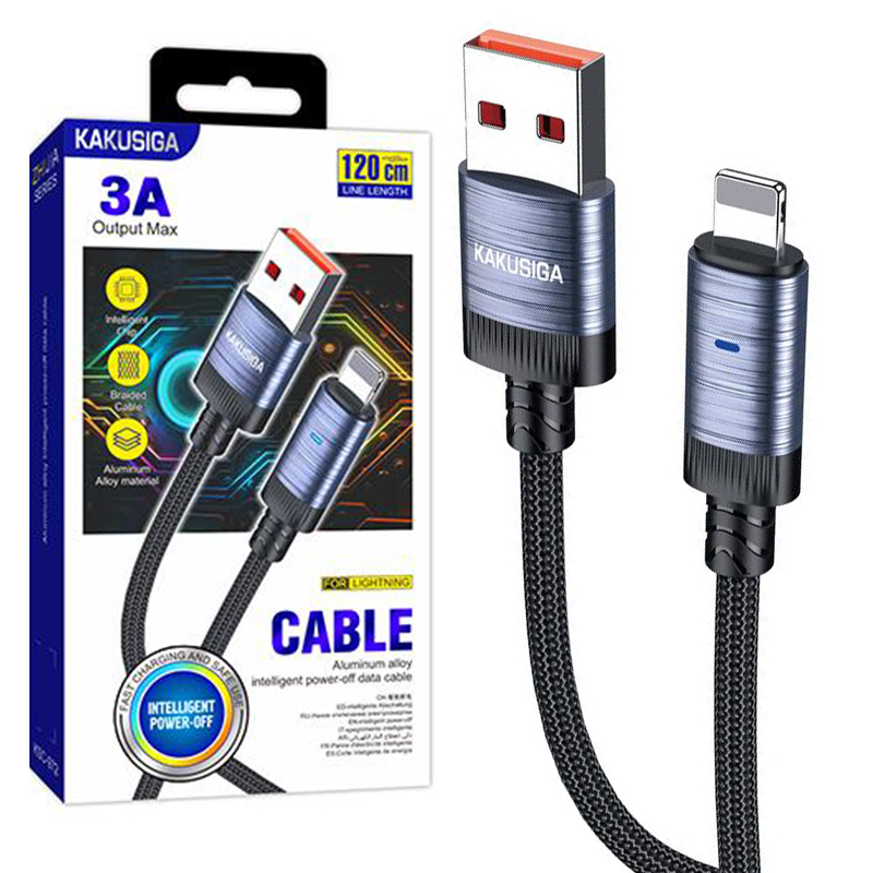 Kaku (KSC-972) - Cablu Date si Incarcare, USB-C la Lightning, PD27W, QC3.0, Smart On-Off, Braided, 1m, Black