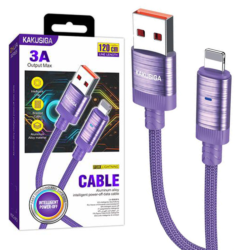 Kaku (KSC-972) - Cablu Date si Incarcare, USB-C la Lightning, PD27W, QC3.0, Smart On-Off, Braided, 1m, Purple