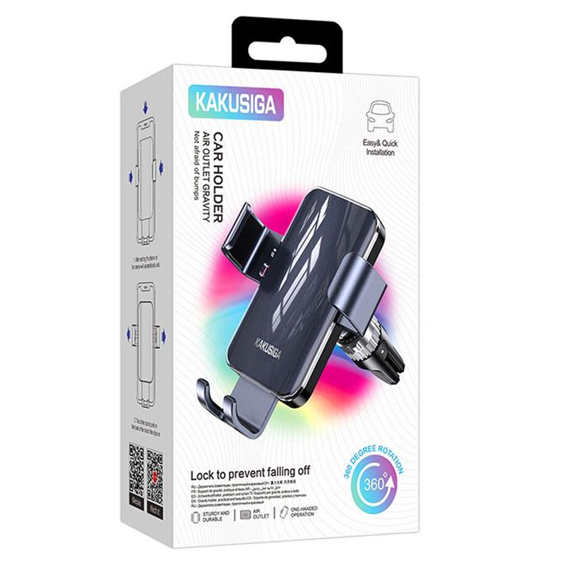 Kaku (KSC-1496) - Suport Auto, montaj Ventilatie, cleme laterale, 360°, brat flexibil, Black