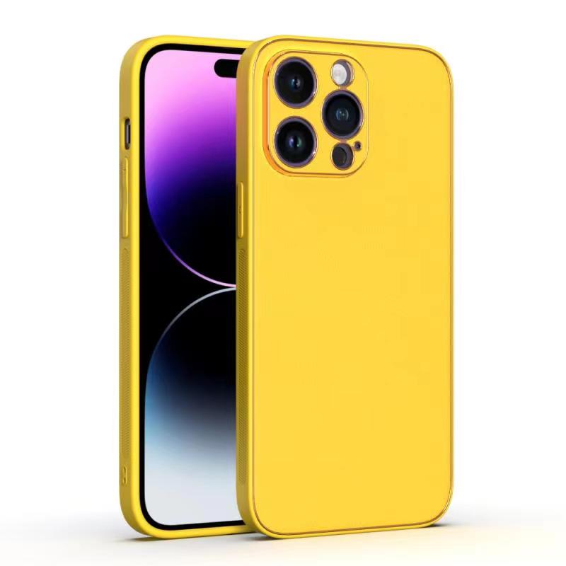 Husa Yolo, iPhone 14 Pro Max, Eco-Leather, TPU Edge, Yellow