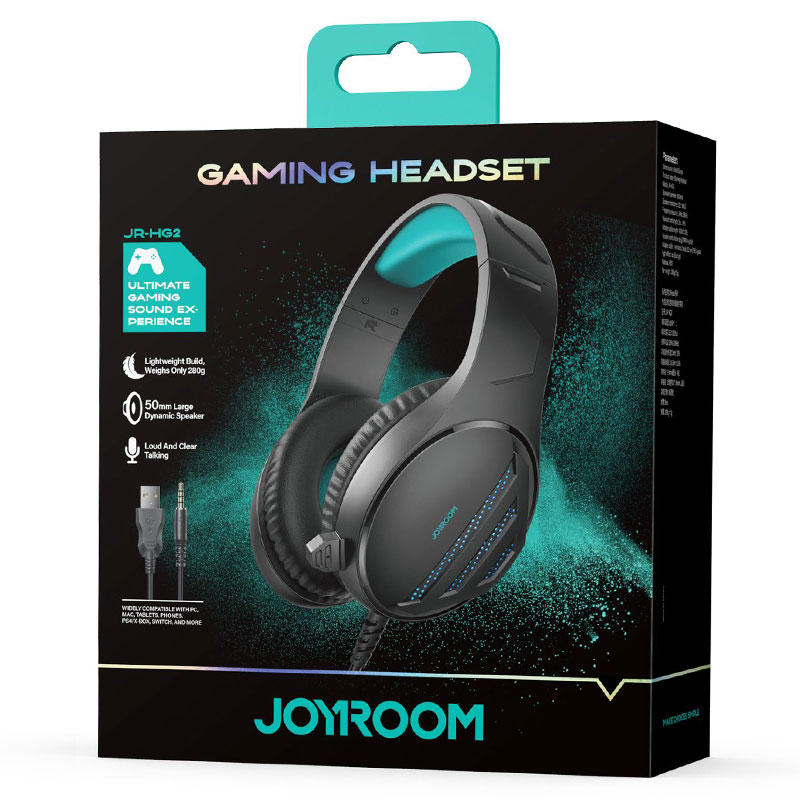 Joyroom (JR-HG2) » Casti cu Fir, Over Ear, 3.5mm, Jack, Gaming, Light Ambinet, BLACK