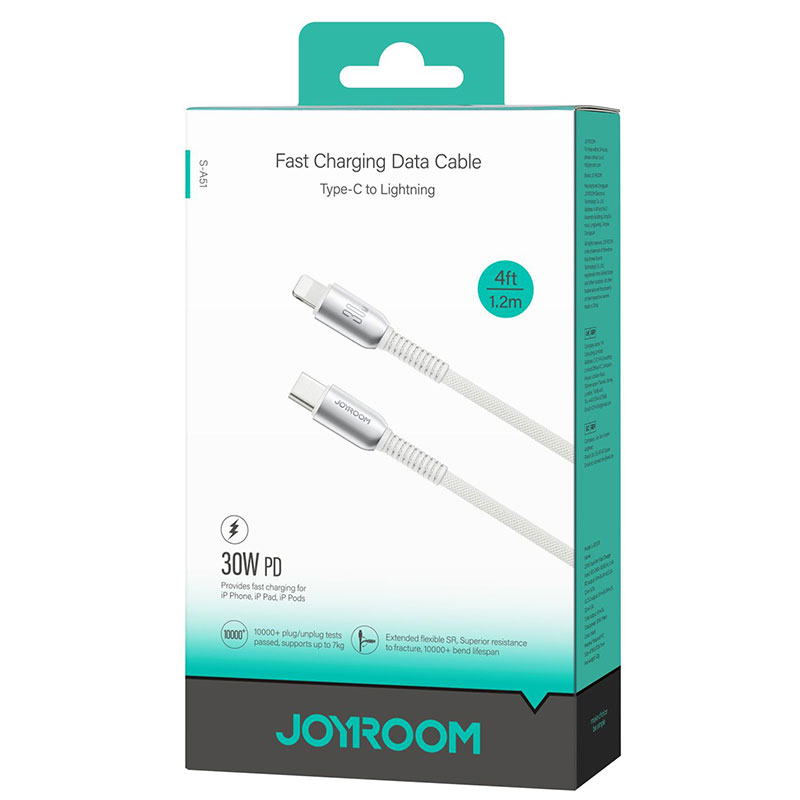 Joyroom (S-A51) » Cablu Date si Incarcare, USB-C la Lightning, PD30W, QC3.0, Fast, 1.2m, GRAY/Light