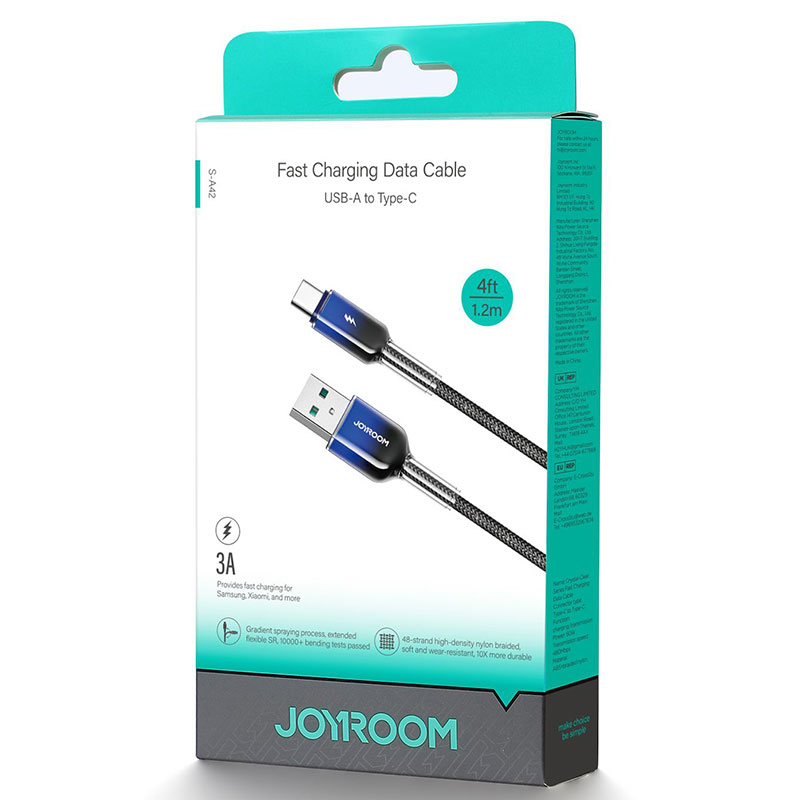Joyroom (S-A42) » Cablu Date si Incarcare, USB la USB-C, 3A, Fast, 1.2m, BLACK