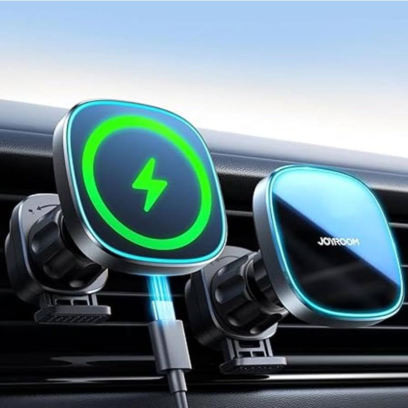 Joyroom (JR-ZS388) » Suport Auto cu incarcare Wireless, 15W, Ventilatie, MagSafe, Magnetic, PullClip, BLACK