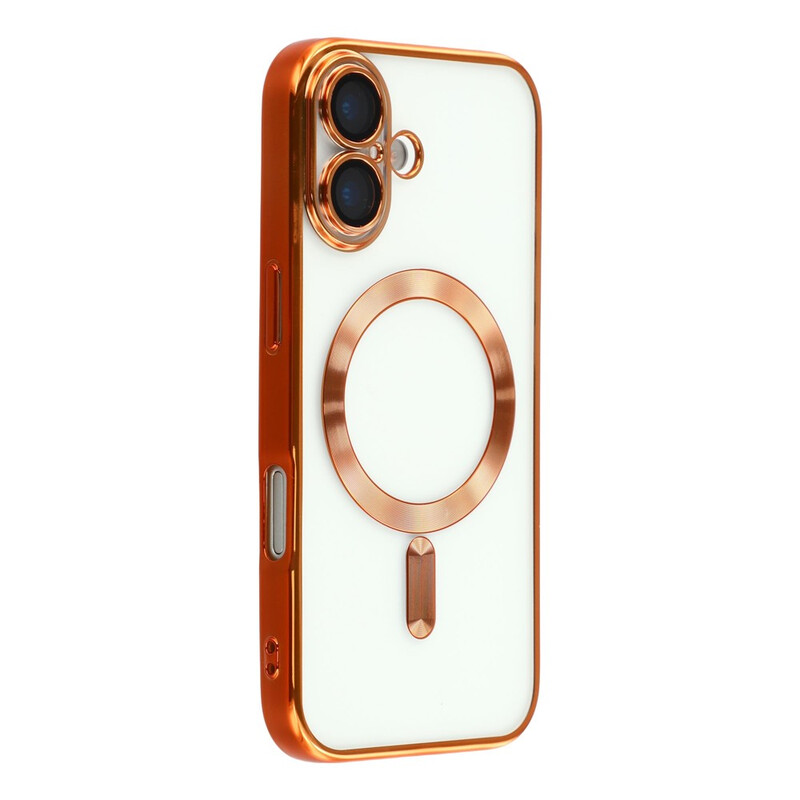 Husa Plating DeLux » iPhone 17, cu MagSafe, ElectroPlated, Clear, frame ORANGE