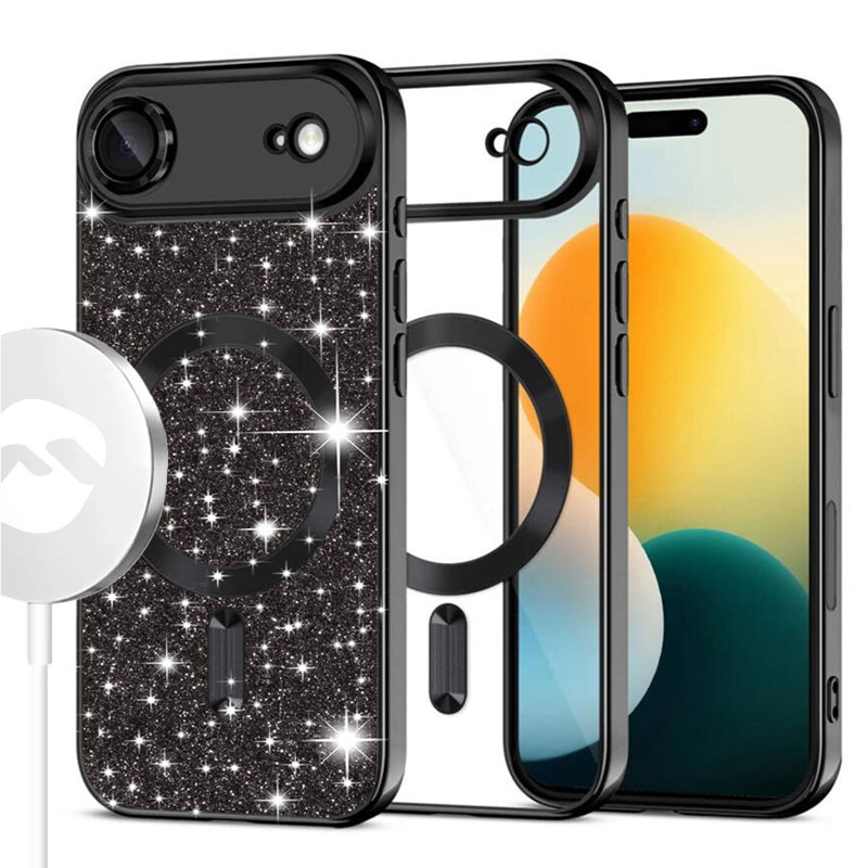 Husa MagSparks » iPhone 17 Air, Glitter, Dual Layer, Lens Cover, BLACK