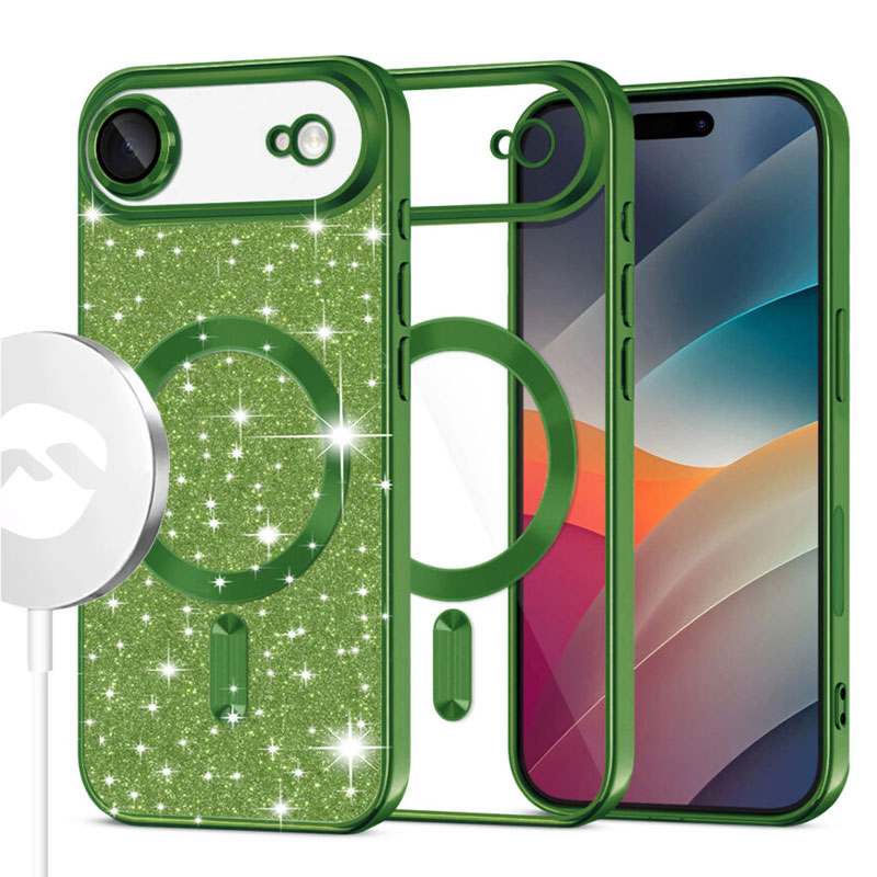 Husa MagSparks » iPhone 17 Air, Glitter, Dual Layer, Lens Cover, Deep deep GREEN