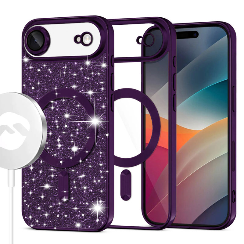 Husa MagSparks » iPhone 17 Air, Glitter, Dual Layer, Lens Cover, Deep deep PURPLE