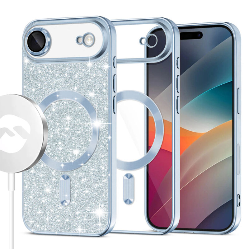 Husa MagSparks » iPhone 17 Air, Glitter, Dual Layer, Lens Cover, Light light BLUE