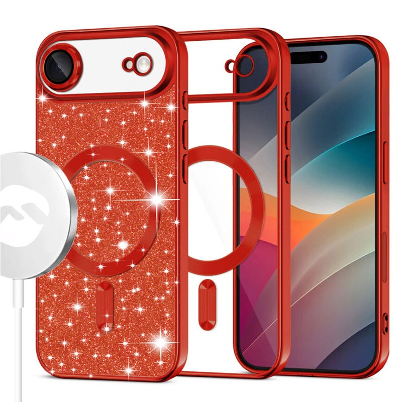 Husa MagSparks » iPhone 17 Air, Glitter, Dual Layer, Lens Cover, RED