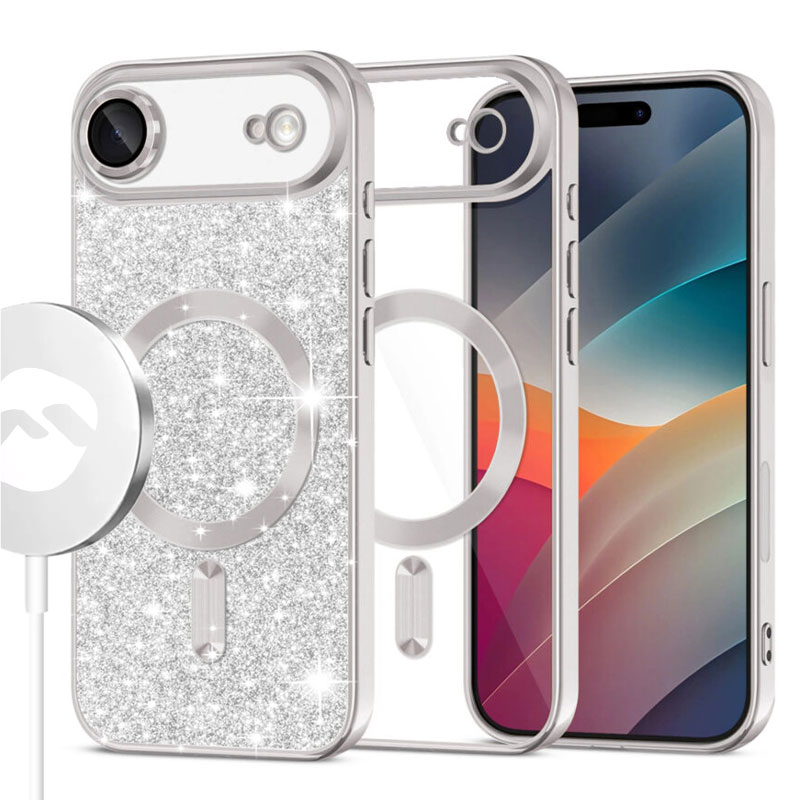 Husa MagSparks » iPhone 17 Air, Glitter, Dual Layer, Lens Cover, SLIVER
