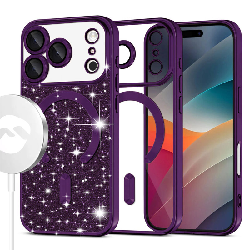 Husa MagSparks » iPhone 17 Pro, Glitter, Dual Layer, Lens Cover, Deep deep PURPLE