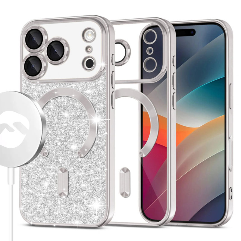 Husa MagSparks » iPhone 17 Pro, Glitter, Dual Layer, Lens Cover, SLIVER