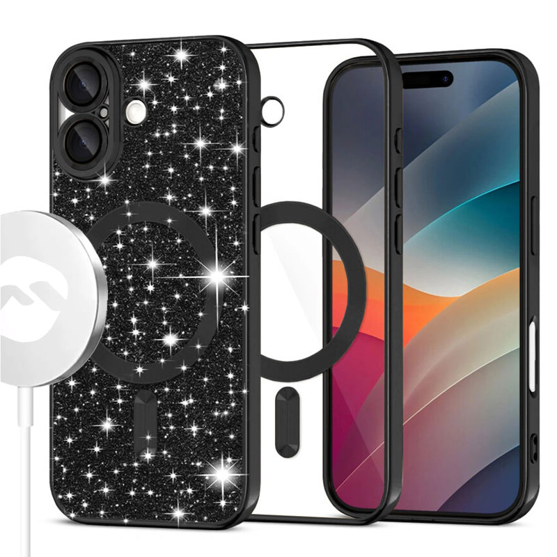 Husa MagSparks » iPhone 17, Glitter, Dual Layer, Lens Cover, BLACK