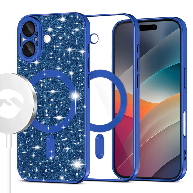 Husa MagSparks » iPhone 17, Glitter, Dual Layer, Lens Cover, Deep deep BLUE
