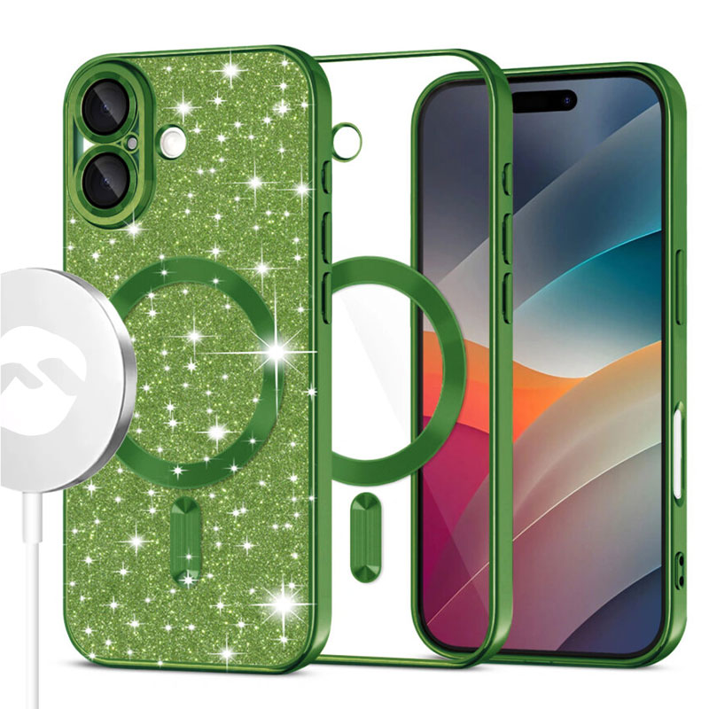 Husa MagSparks » iPhone 17, Glitter, Dual Layer, Lens Cover, Deep deep GREEN