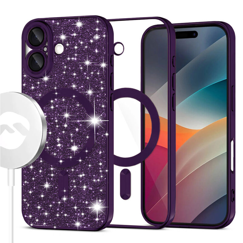 Husa MagSparks » iPhone 17, Glitter, Dual Layer, Lens Cover, Deep deep PURPLE