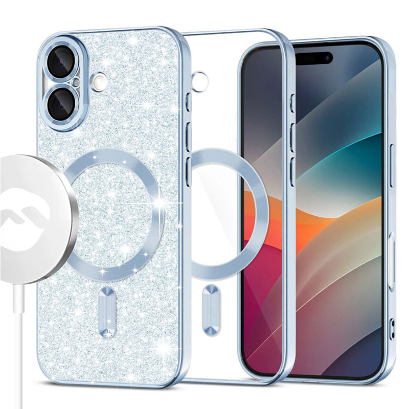 Husa MagSparks » iPhone 17, Glitter, Dual Layer, Lens Cover, Light light BLUE