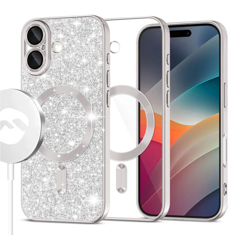 Husa MagSparks » iPhone 17, Glitter, Dual Layer, Lens Cover, SLIVER