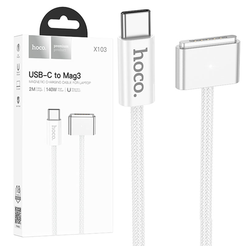 Hoco (X103) - Cablu Incarcare Magnetic USB-C la Mag3, 140W, 2M, White