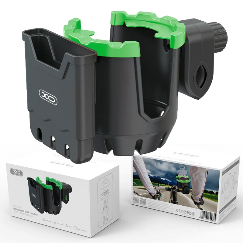 XO (C125) - Suport multifunctional, telefon/cup, montaj Ghidon, din ABS, Moto/Bike Black