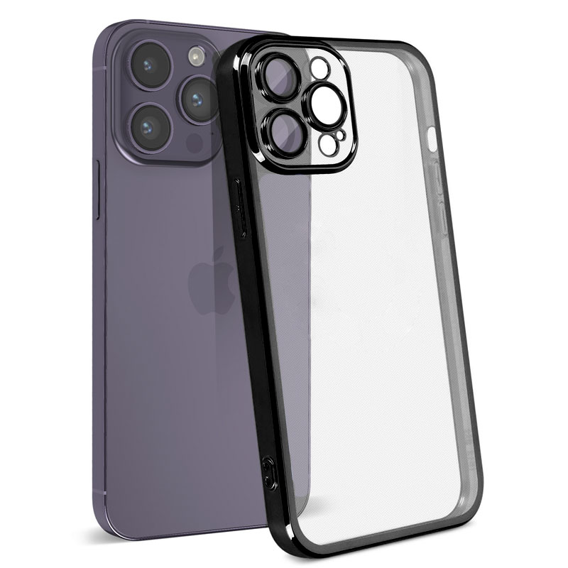 Husa Plating - iPhone 14 Plus - silicon Slim, Clear, Black