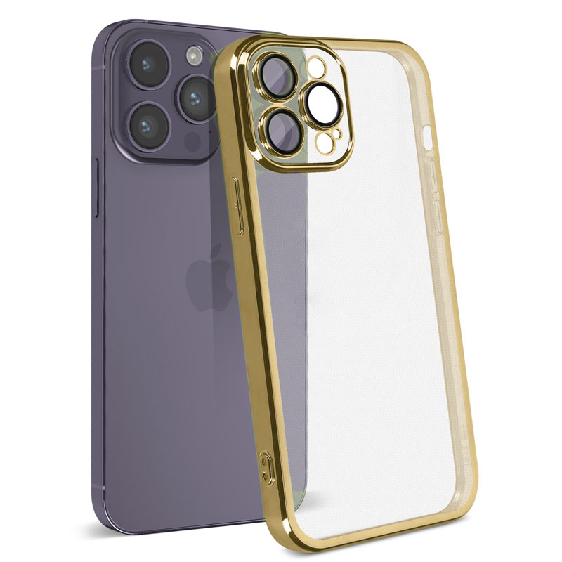 Husa Plating - iPhone 11 Pro Max - silicon Slim, Clear, Gold