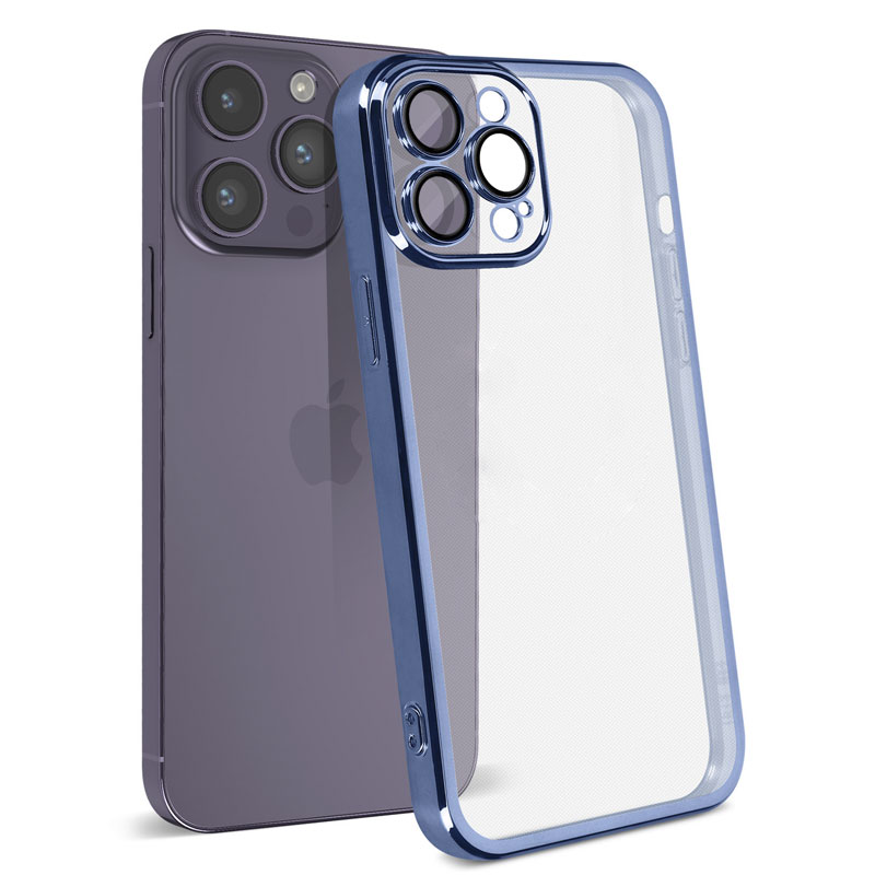 Husa Plating - iPhone 12 - silicon Slim, Clear | Blue