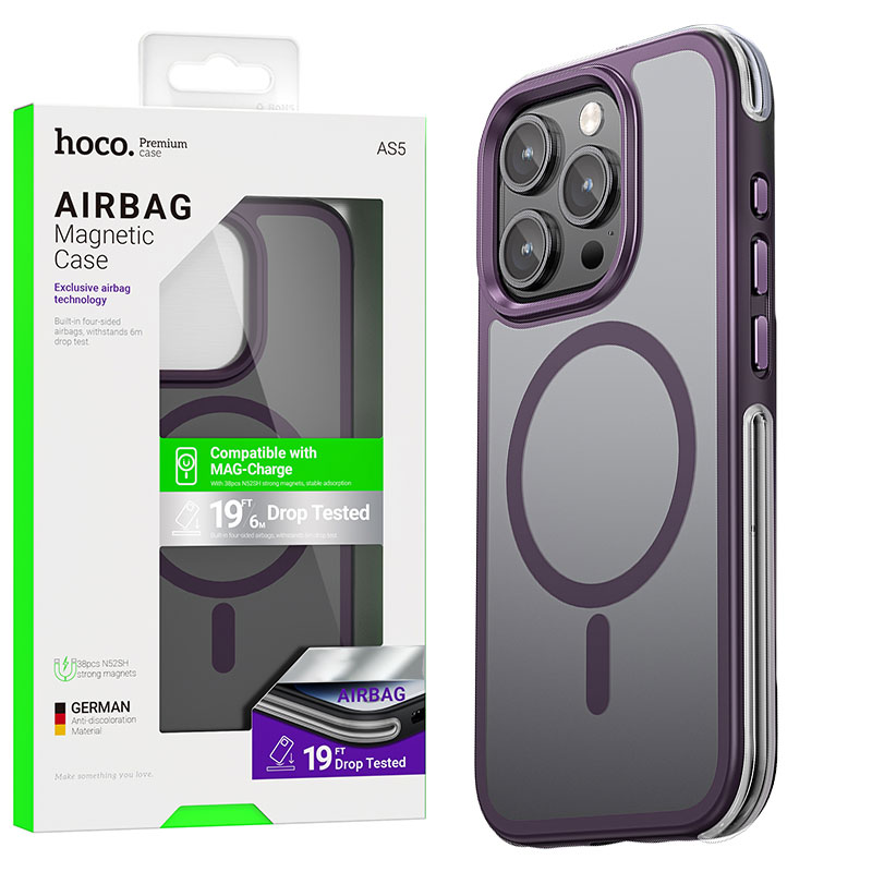 Husa Hoco (AS5) » iPhone 15 Pro Max - MagSafe, GripEdge, Frosted, Purple