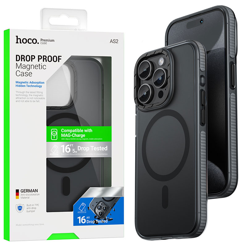 Husa Hoco (AS2) » iPhone 15 Pro Max - MagSafe, GripEdge, Matte, Black