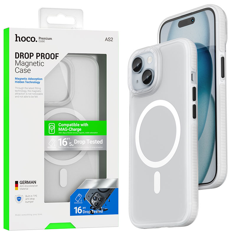 Husa Hoco (AS2) » iPhone 15 - MagSafe, GripEdge, Matte, White