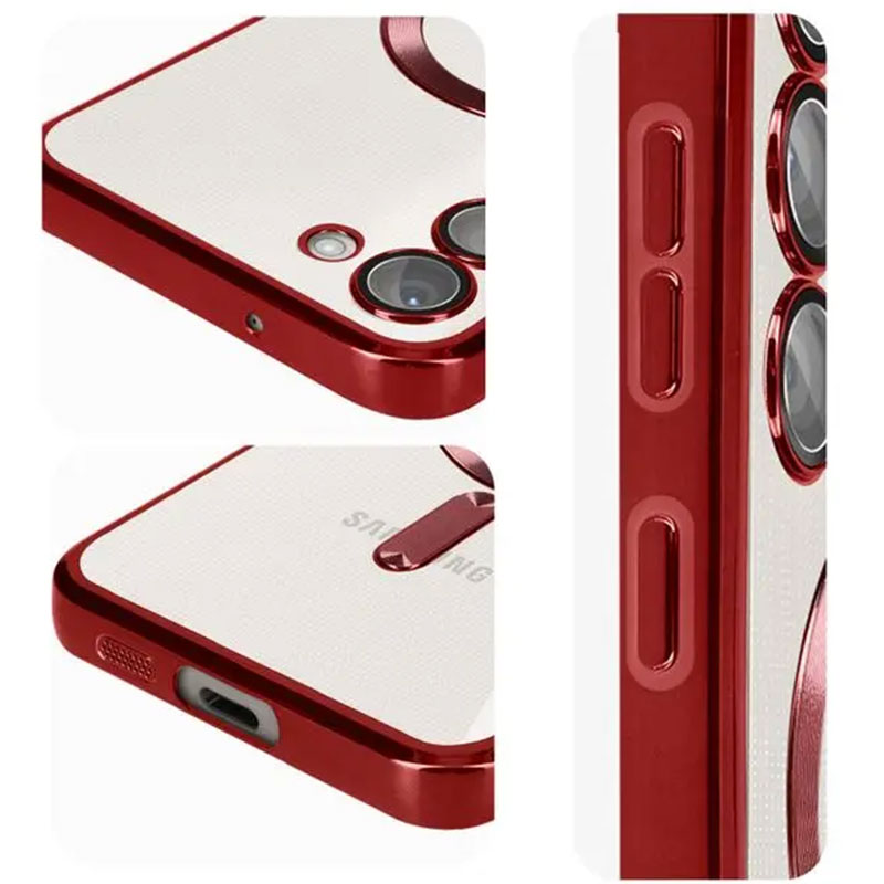 Husa Plating - Samsung S22 (S901) - silicon cu MagSafe, Slim, Clear, Red