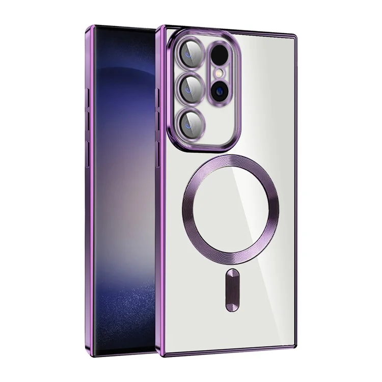 Husa Plating - Samsung S24 Ultra (S928) - silicon cu MagSafe, Slim, Clear, Purple