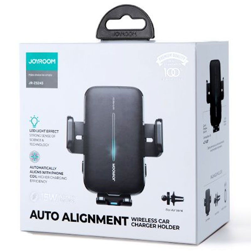 Joyroom (ZS245) - Suport Auto cu incarcare Wireless, 15W, cu cleme, montaj Ventilatie, AutoSensor, Black