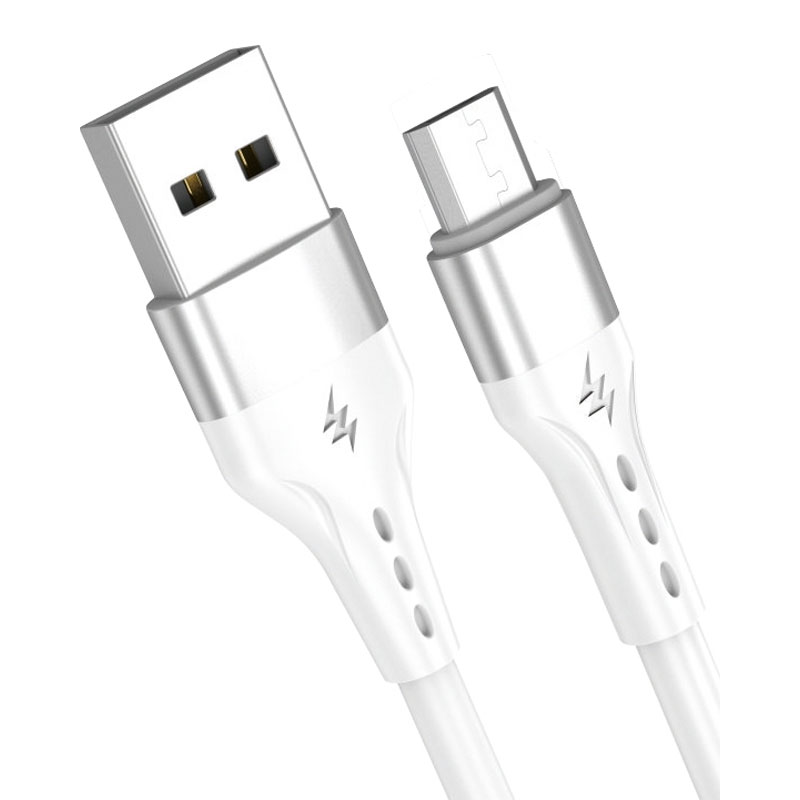 Maxcell (SJX-208) - Cablu Date si Incarcare, USB-A la MicroUSB, 2.1A, 1m, White