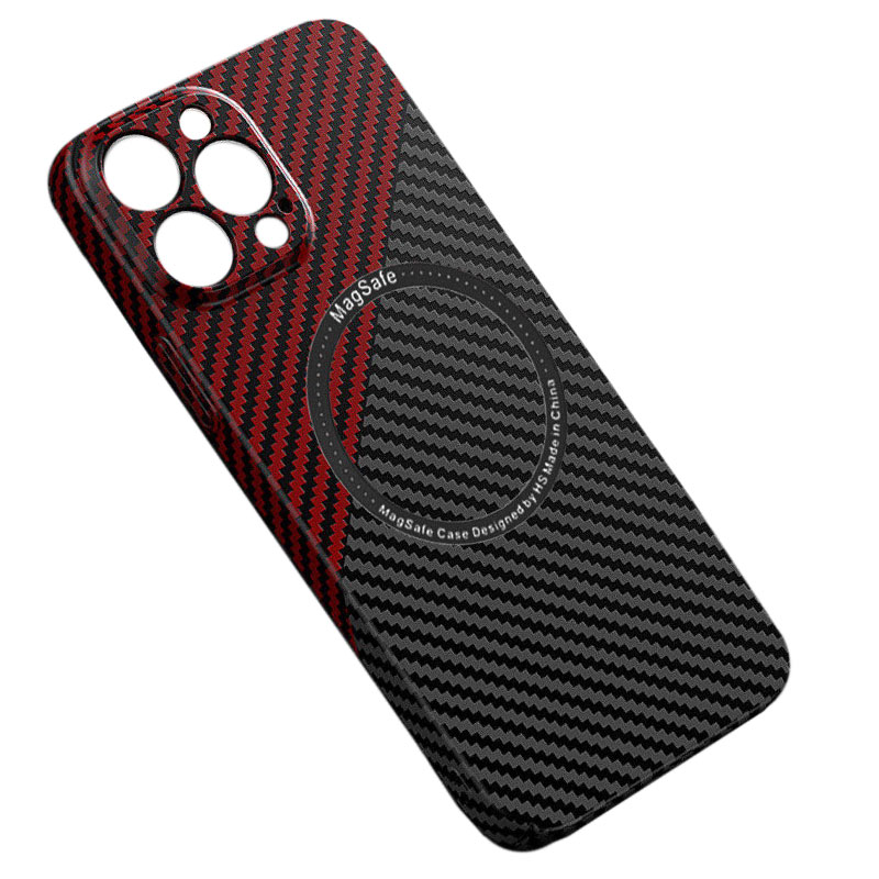 Husa iPefet Carbon, iPhone 12, Kevlar Pattern, cu MagSafe, Black/Red