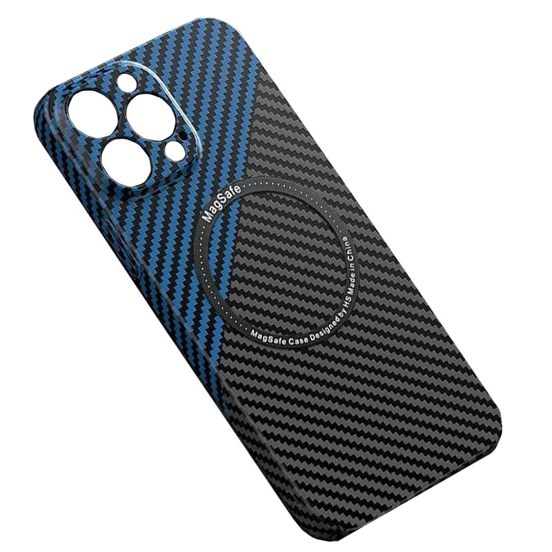 Husa iPefet Carbon, iPhone 12 Pro Max, Kevlar Pattern, cu MagSafe, Black/Blue