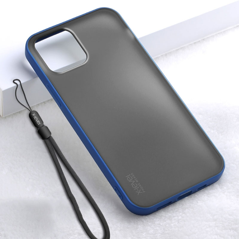 Husa X-Level Beetle - iPhone Xs Max - Matte, Frosted, Edge Blue / Grey
